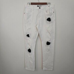 Track 23 Skinny Fit Moto Insert White Jeans NWOT